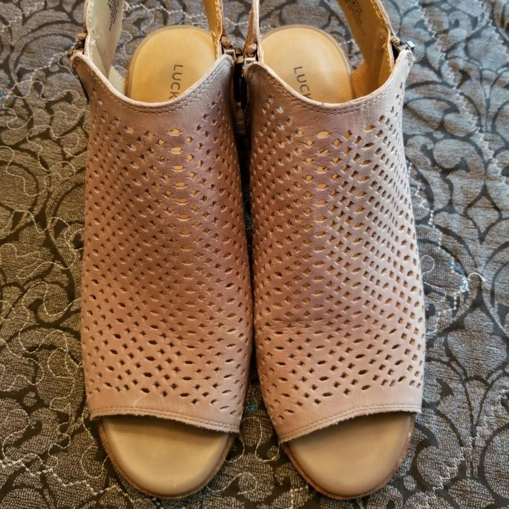 Lucky Brand zip perforated bootie sandal,  8.5,